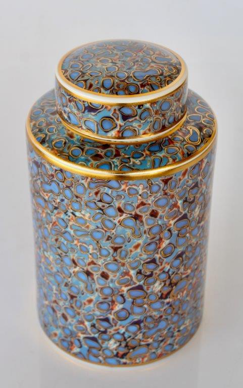Gold Blue Multi Colour Jar With Lid